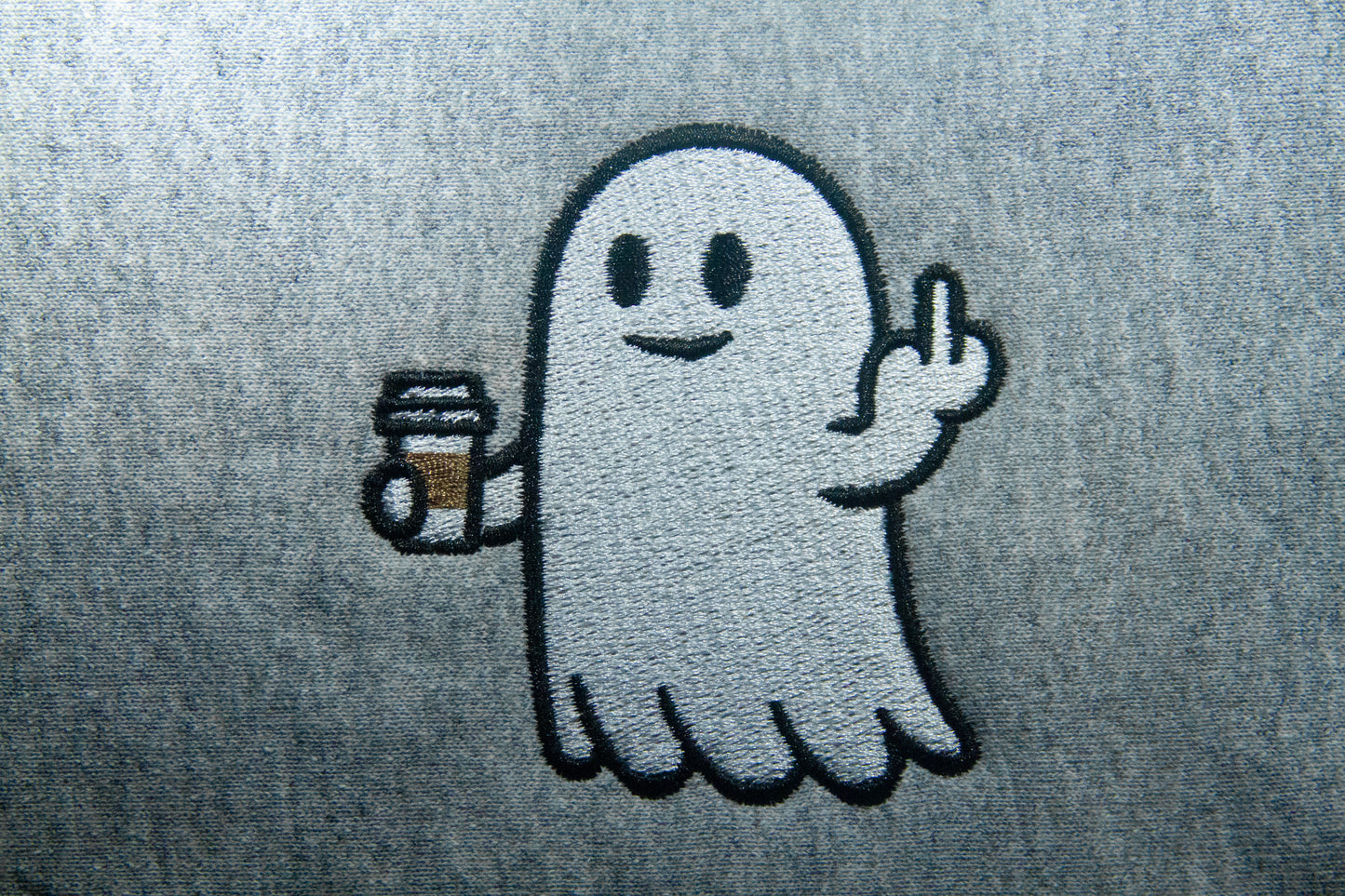 Ghost with Coffee & Giving Middle Finger