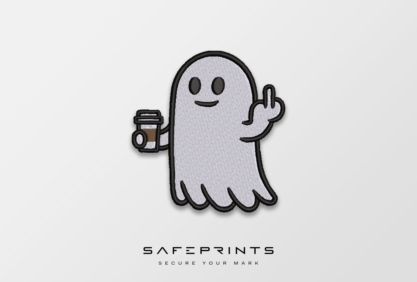 Ghost with Coffee & Giving Middle Finger