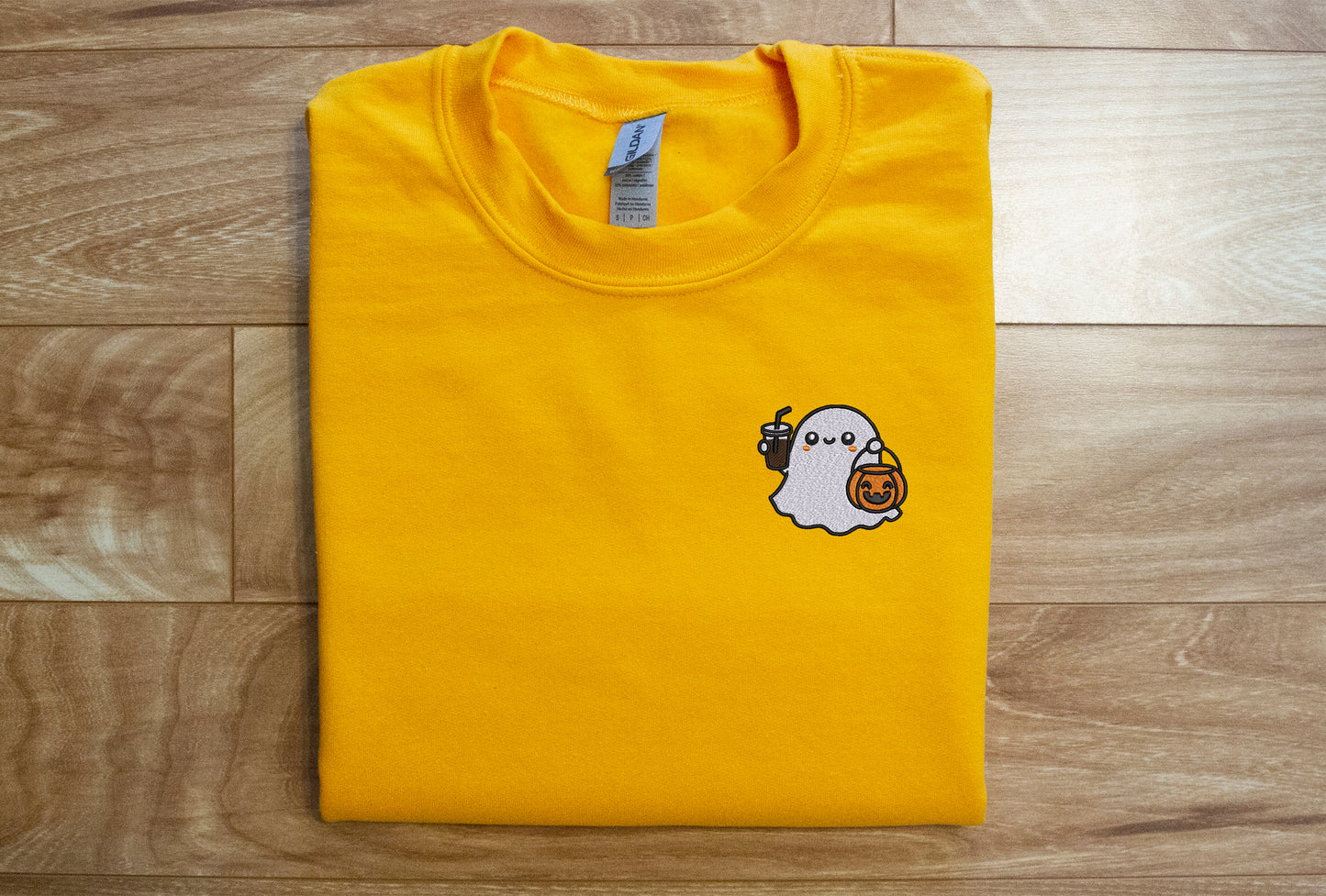 Ghost with Coffee and Pumpkin Basket