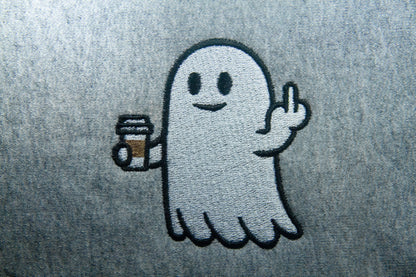 Ghost with Coffee & Giving Middle Finger