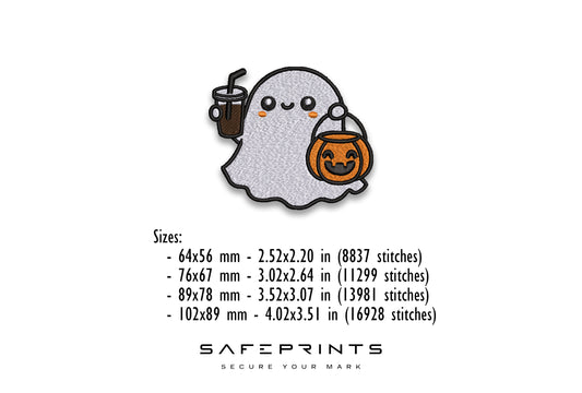 Ghost with Coffee and Pumpkin Basket