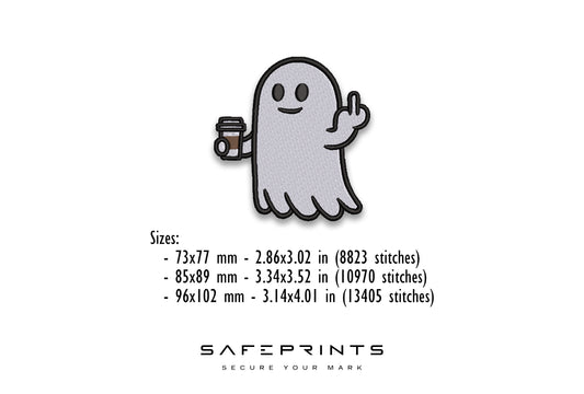 Ghost with Coffee & Giving Middle Finger