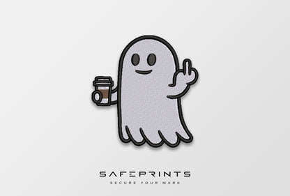 Ghost with Coffee & Giving Middle Finger