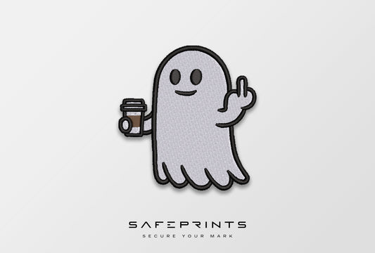 Ghost with Coffee & Giving Middle Finger